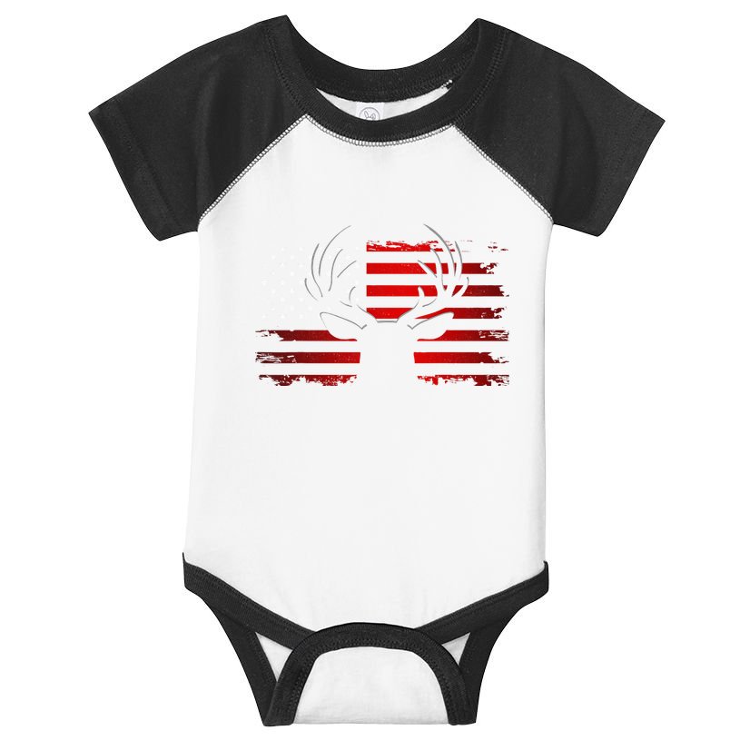 American Flag Outdoor Clothing Antlers Deer Infant Baby Jersey Bodysuit