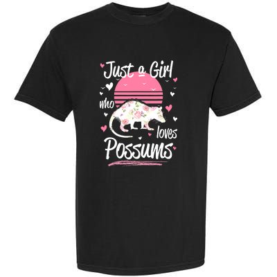 Animal Floral Opossum Just A Girl Who Loves Possums Garment-Dyed Heavyweight T-Shirt