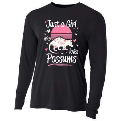 Animal Floral Opossum Just A Girl Who Loves Possums Cooling Performance Long Sleeve Crew