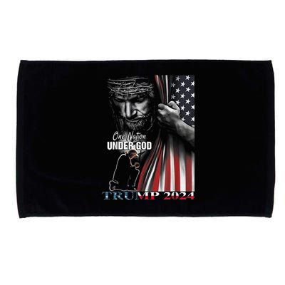 American Flag One Nation Under God Trump 2024 God Gift Microfiber Hand Towel