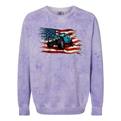 American Flag Off Roading Off Road 4x4 Mudding Colorblast Crewneck Sweatshirt