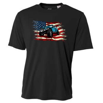 American Flag Off Roading Off Road 4x4 Mudding Cooling Performance Crew T-Shirt