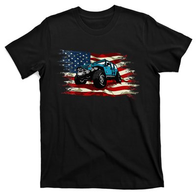 American Flag Off Roading Off Road 4x4 Mudding T-Shirt