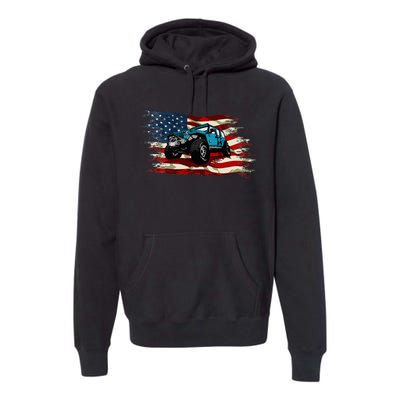 American Flag Off Roading Off Road 4x4 Mudding Premium Hoodie