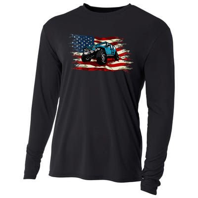 American Flag Off Roading Off Road 4x4 Mudding Cooling Performance Long Sleeve Crew