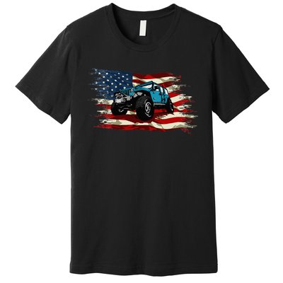 American Flag Off Roading Off Road 4x4 Mudding Premium T-Shirt