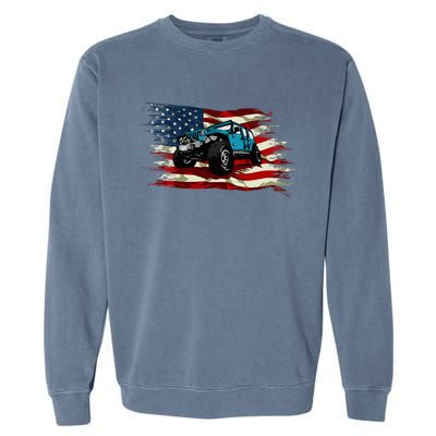 American Flag Off Roading Off Road 4x4 Mudding Garment-Dyed Sweatshirt