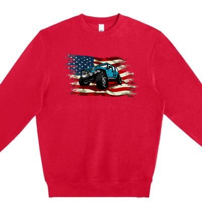 American Flag Off Roading Off Road 4x4 Mudding Premium Crewneck Sweatshirt