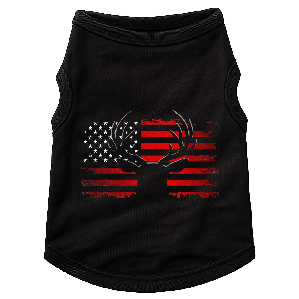 American Flag Outdoor Clothing Antlers Deer Doggie Tank