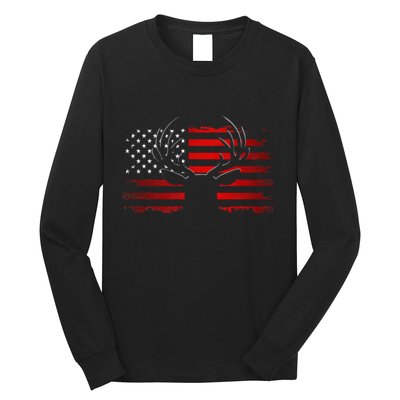 American Flag Outdoor Clothing Antlers Deer Long Sleeve Shirt