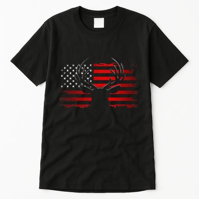 American Flag Outdoor Clothing Antlers Deer Tall T-Shirt