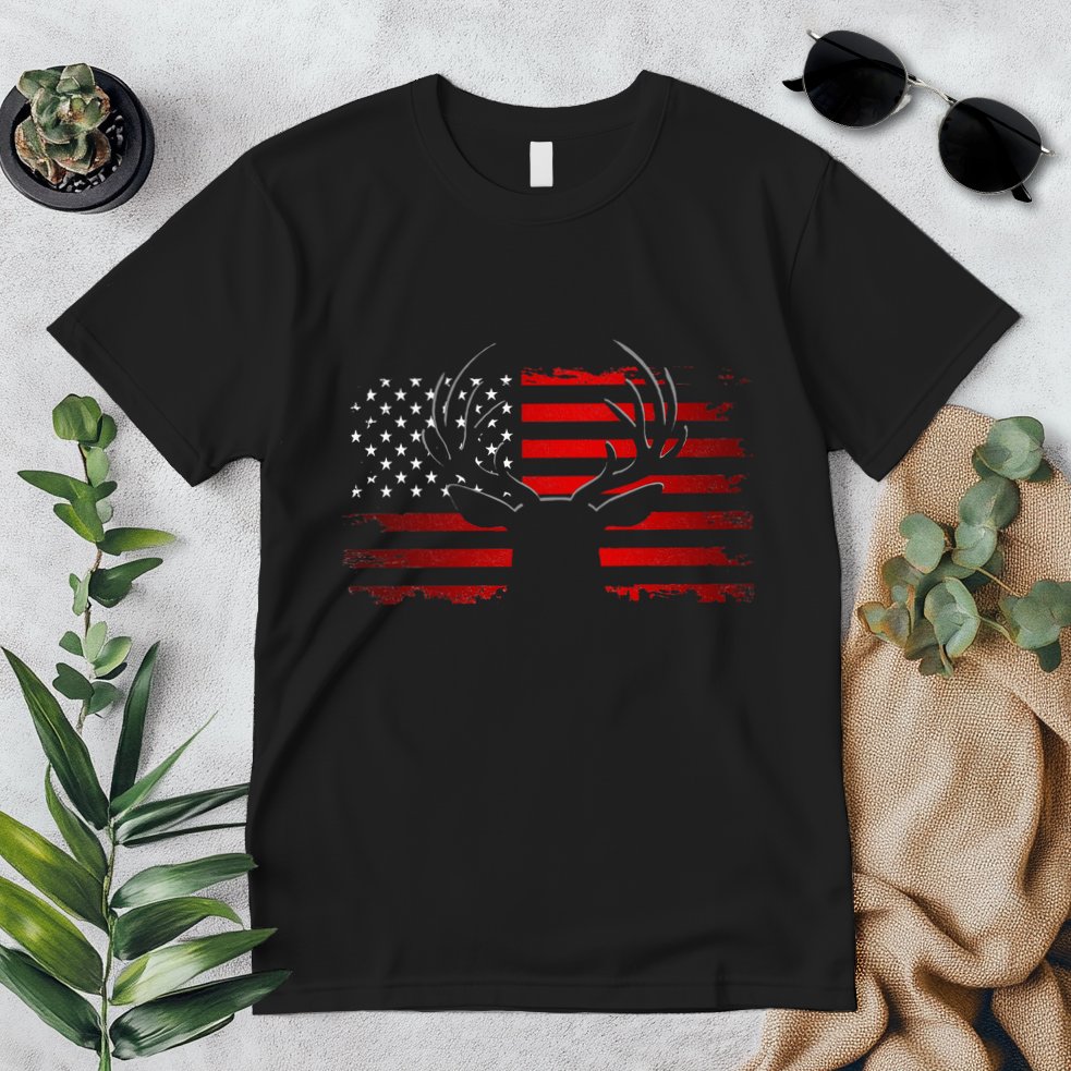 American Flag Outdoor Clothing Antlers Deer Premium T-Shirt