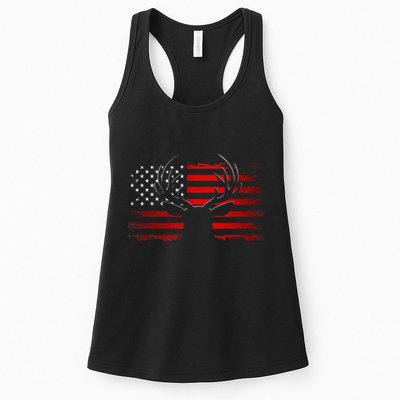 American Flag Outdoor Clothing Antlers Deer Womens Tank Top