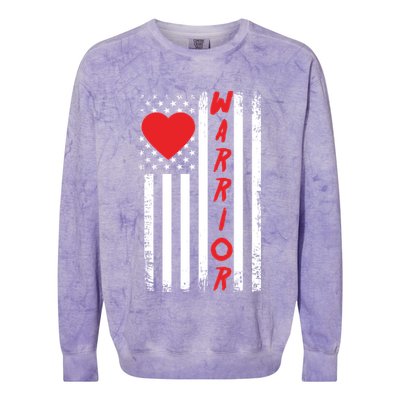 American Flag Open Heart Surgery Warrior Meaningful Gift Colorblast Crewneck Sweatshirt