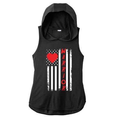 American Flag Open Heart Surgery Warrior Meaningful Gift Ladies PosiCharge Tri-Blend Wicking Draft Hoodie Tank