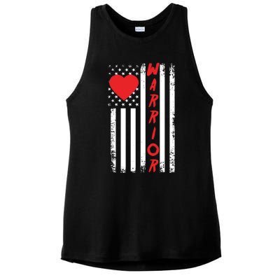 American Flag Open Heart Surgery Warrior Meaningful Gift Ladies PosiCharge Tri-Blend Wicking Tank