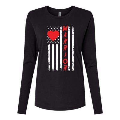 American Flag Open Heart Surgery Warrior Meaningful Gift Womens Cotton Relaxed Long Sleeve T-Shirt