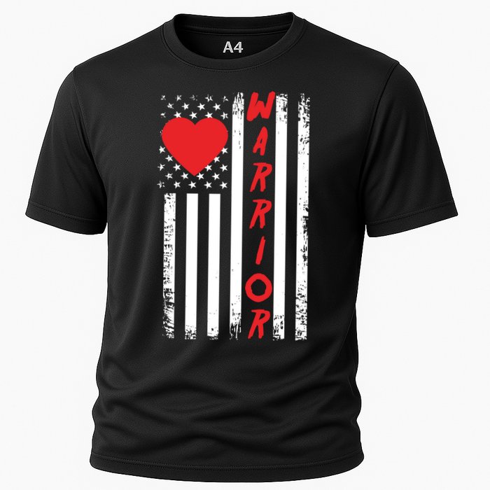 American Flag Open Heart Surgery Warrior Meaningful Gift Cooling Performance Crew T-Shirt