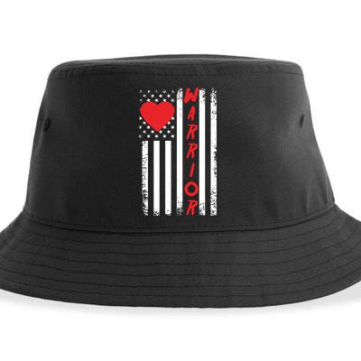 American Flag Open Heart Surgery Warrior Meaningful Gift Sustainable Bucket Hat