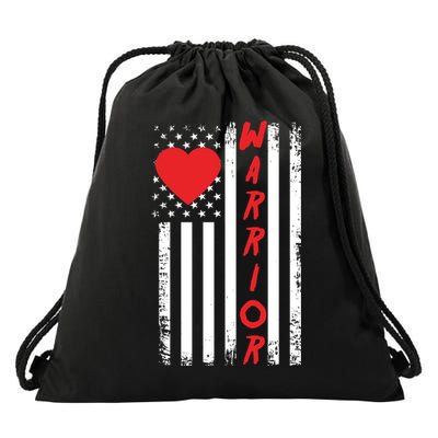 American Flag Open Heart Surgery Warrior Meaningful Gift Drawstring Bag