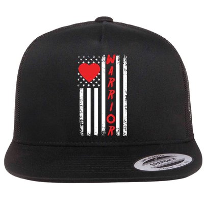 American Flag Open Heart Surgery Warrior Meaningful Gift Flatbill Hat