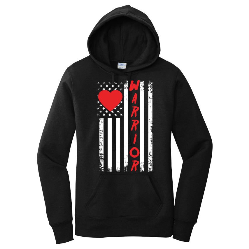 American Flag Open Heart Surgery Warrior Meaningful Gift Women's Pullover Hoodie
