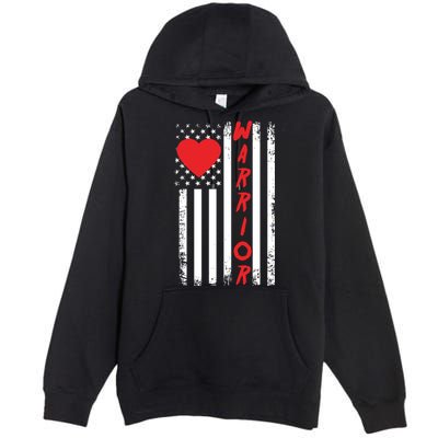 American Flag Open Heart Surgery Warrior Meaningful Gift Premium Pullover Hoodie