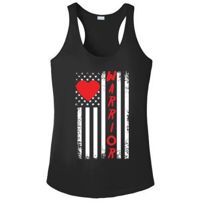 American Flag Open Heart Surgery Warrior Meaningful Gift Ladies PosiCharge Competitor Racerback Tank