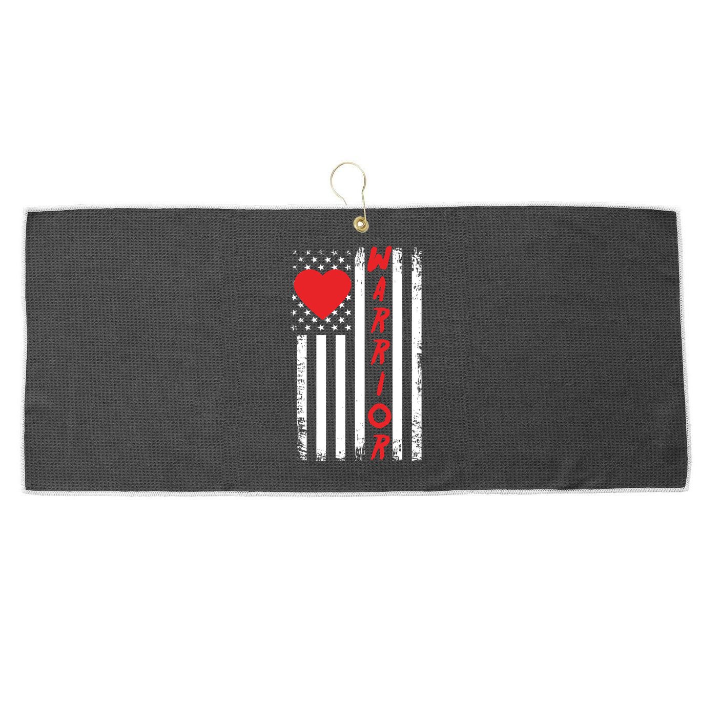 American Flag Open Heart Surgery Warrior Meaningful Gift Large Microfiber Waffle Golf Towel