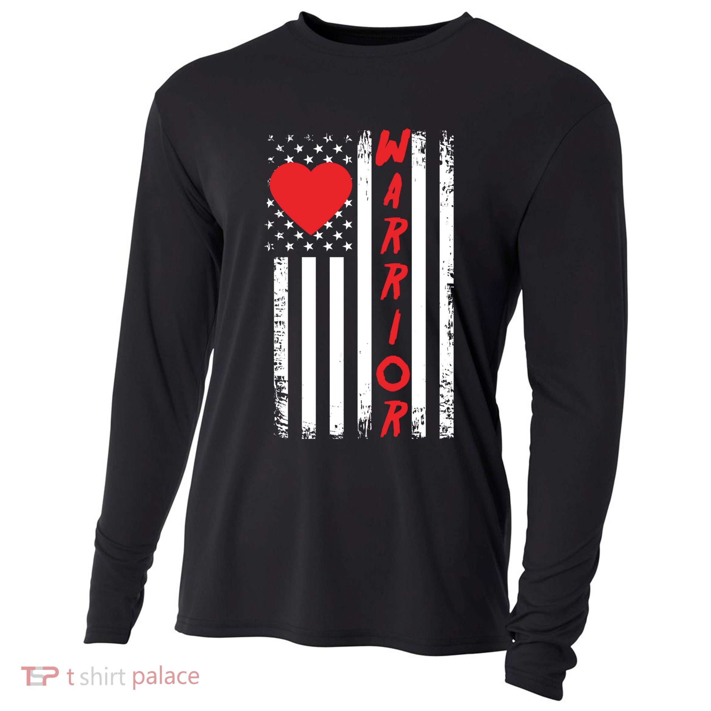 American Flag Open Heart Surgery Warrior Meaningful Gift Cooling Performance Long Sleeve Crew