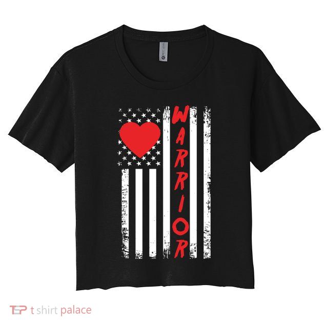American Flag Open Heart Surgery Warrior Meaningful Gift Crop Top
