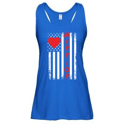 American Flag Open Heart Surgery Warrior Meaningful Gift Ladies Essential Flowy Tank