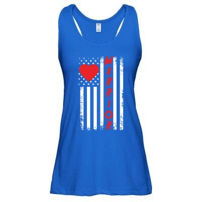 American Flag Open Heart Surgery Warrior Meaningful Gift Ladies Essential Flowy Tank