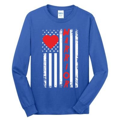 American Flag Open Heart Surgery Warrior Meaningful Gift Tall Long Sleeve T-Shirt