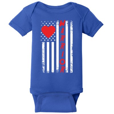 American Flag Open Heart Surgery Warrior Meaningful Gift Baby Bodysuit