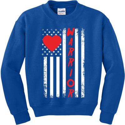 American Flag Open Heart Surgery Warrior Meaningful Gift Kids Sweatshirt