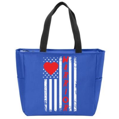 American Flag Open Heart Surgery Warrior Meaningful Gift Zip Tote Bag