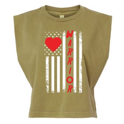 American Flag Open Heart Surgery Warrior Meaningful Gift Garment-Dyed Women's Muscle Tee