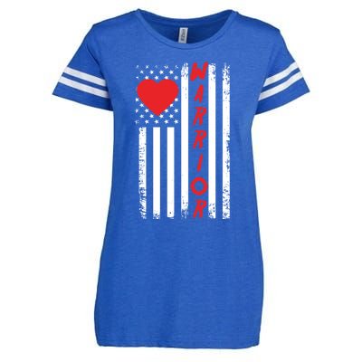 American Flag Open Heart Surgery Warrior Meaningful Gift Enza Ladies Jersey Football T-Shirt