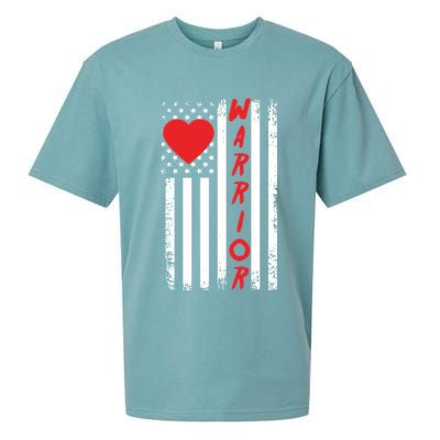 American Flag Open Heart Surgery Warrior Meaningful Gift Sueded Cloud Jersey T-Shirt