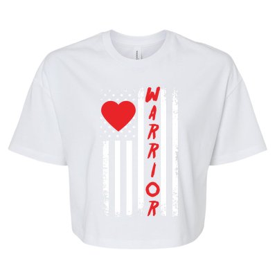 American Flag Open Heart Surgery Warrior Meaningful Gift Bella+Canvas Jersey Crop Tee