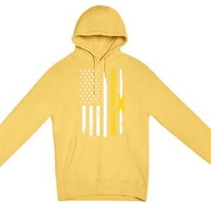 American Flag Osteosarcoma Awareness Wear Yellow Ribbon Usa Great Gift Premium Pullover Hoodie