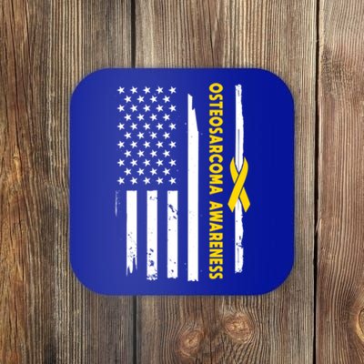 American Flag Osteosarcoma Awareness Wear Yellow Ribbon Usa Great Gift Coaster