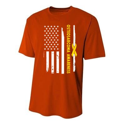 American Flag Osteosarcoma Awareness Wear Yellow Ribbon Usa Gift Performance Sprint T-Shirt