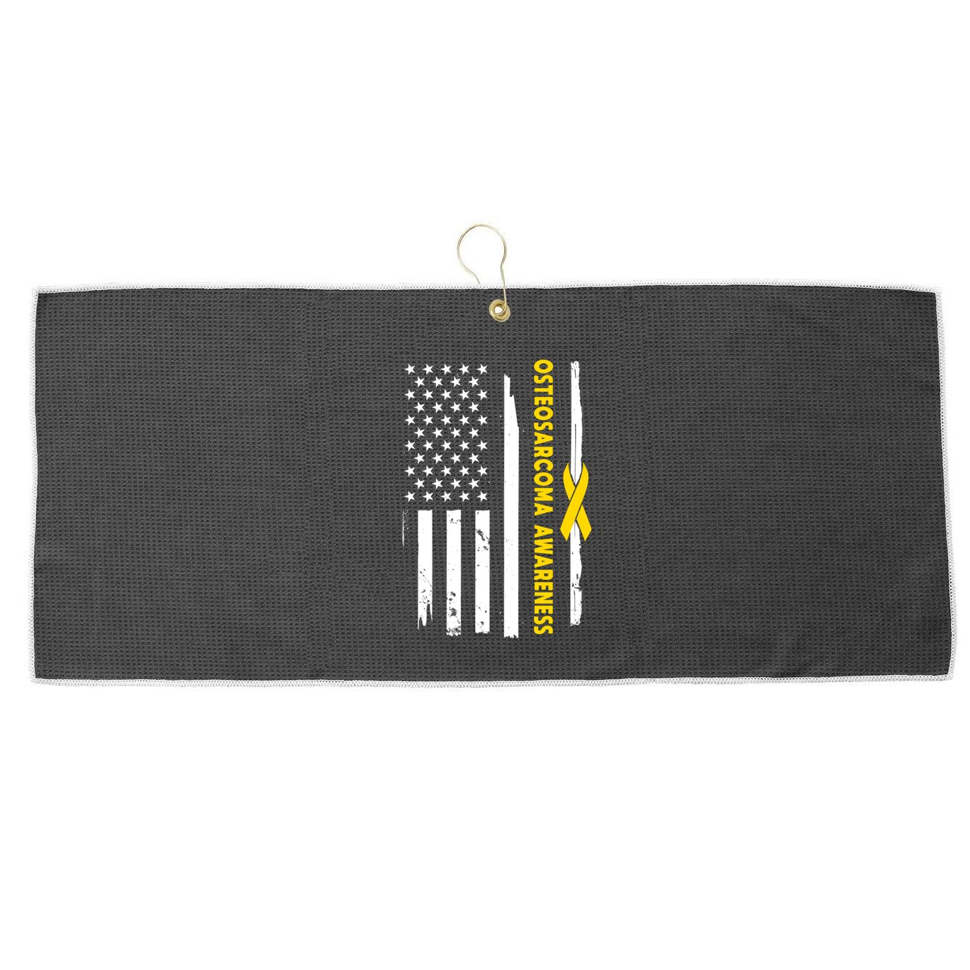 American Flag Osteosarcoma Awareness Wear Yellow Ribbon Usa Gift Large Microfiber Waffle Golf Towel