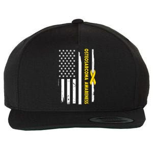 American Flag Osteosarcoma Awareness Wear Yellow Ribbon Usa Gift Wool Snapback Cap