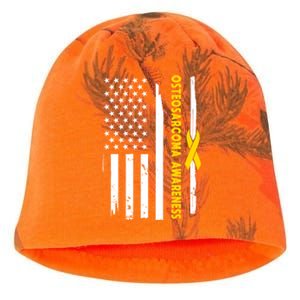 American Flag Osteosarcoma Awareness Wear Yellow Ribbon Usa Gift Kati - Camo Knit Beanie