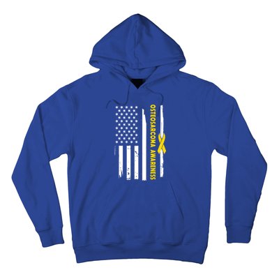 American Flag Osteosarcoma Awareness Wear Yellow Ribbon Usa Gift Hoodie