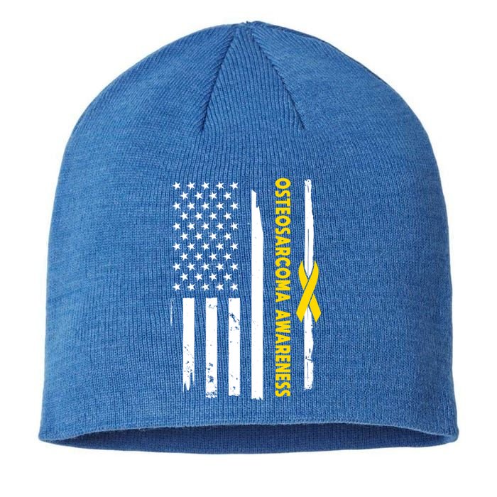 American Flag Osteosarcoma Awareness Wear Yellow Ribbon Usa Gift Sustainable Beanie