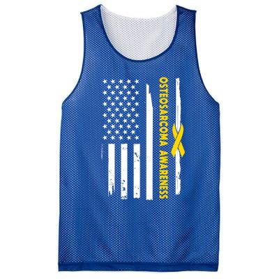 American Flag Osteosarcoma Awareness Wear Yellow Ribbon Usa Gift Mesh Reversible Basketball Jersey Tank